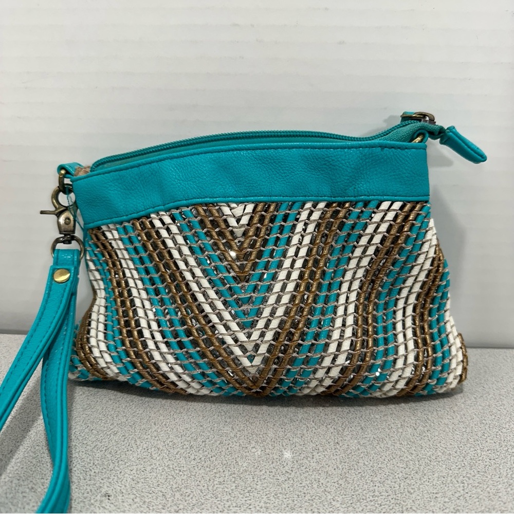 EUC Big Buddha Turquoise‎ and Gold Wristlet
